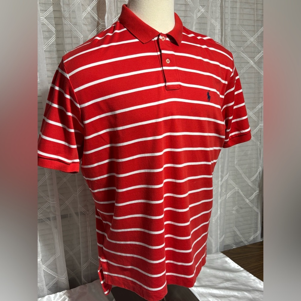 Polo Ralph Lauren XL Red Striped Polo Shirt
30”L 22” p2p